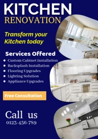 Blue List-based Kitchen Renovation Services A2 template