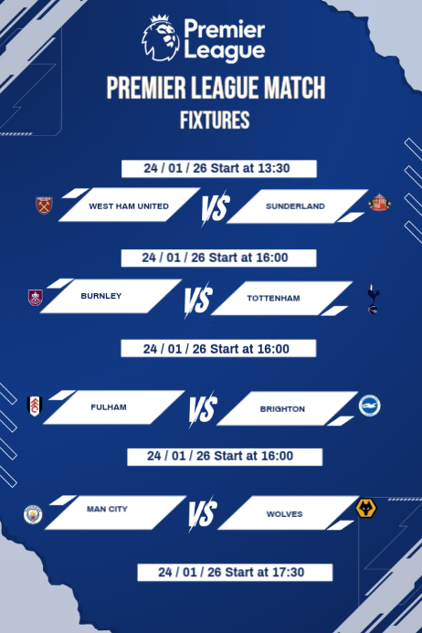 Fixture Poster Blue List-based Match Fixtures Poster Template | PosterMyWall
