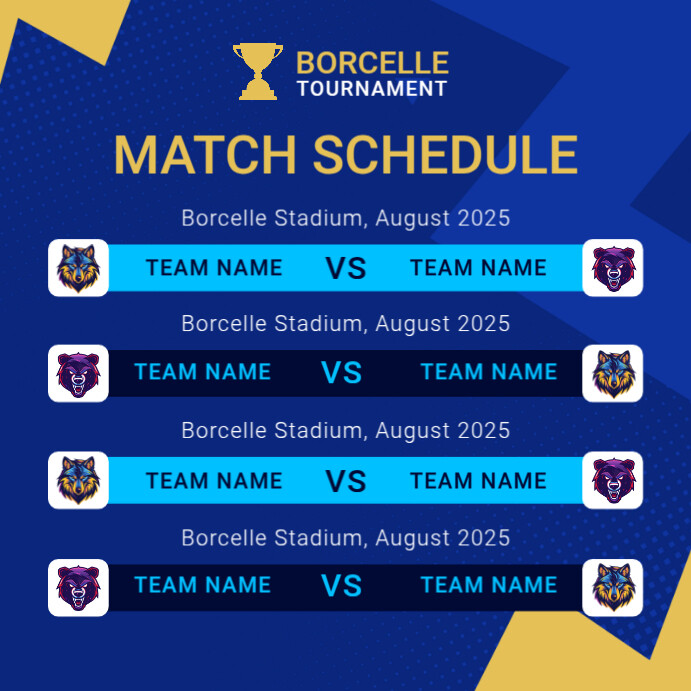 Blue List-based Match Schedule Instagram Post template