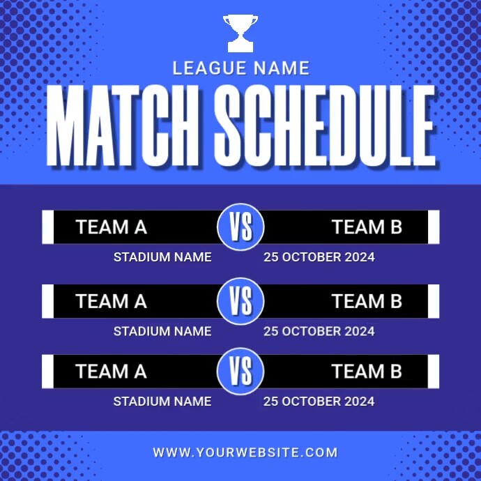 Blue List-based Match Schedule Instagram Post Template | PosterMyWall