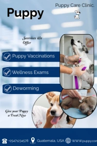 Blue List-based Puppy Clinic Pinterest Graphic template