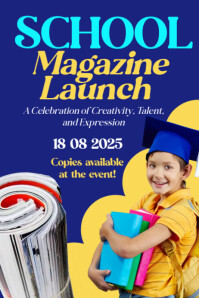 Blue List-based School Magazine Launch  Poster template