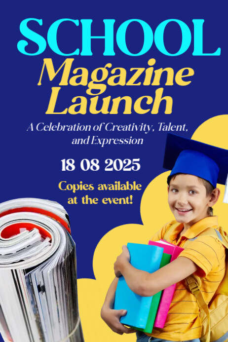 Blue List-based School Magazine Launch  Poster Plakkaat template
