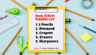 Blue School Supplies List Blogkop Template
