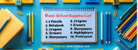 Blue School Supplies List Facebook Omslag Foto Template