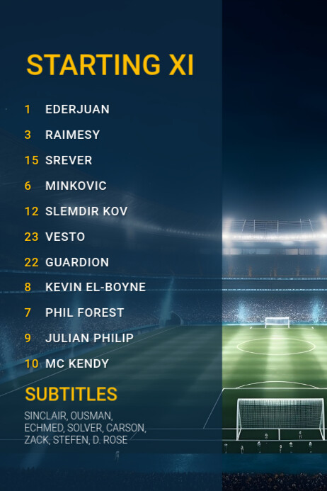 Blue List-based Starting Line Up Poster template