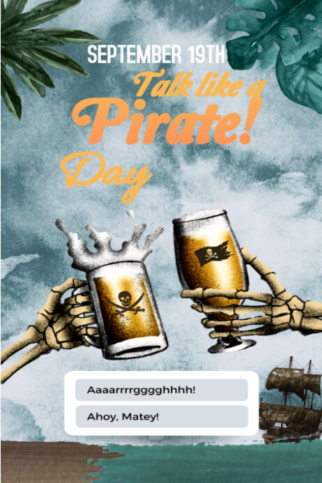 Blue List-based Talk Like A Pirate Day Banner template