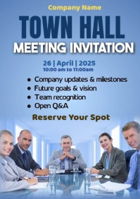 Blue List-based Town Hall Meeting Invitation A2 template