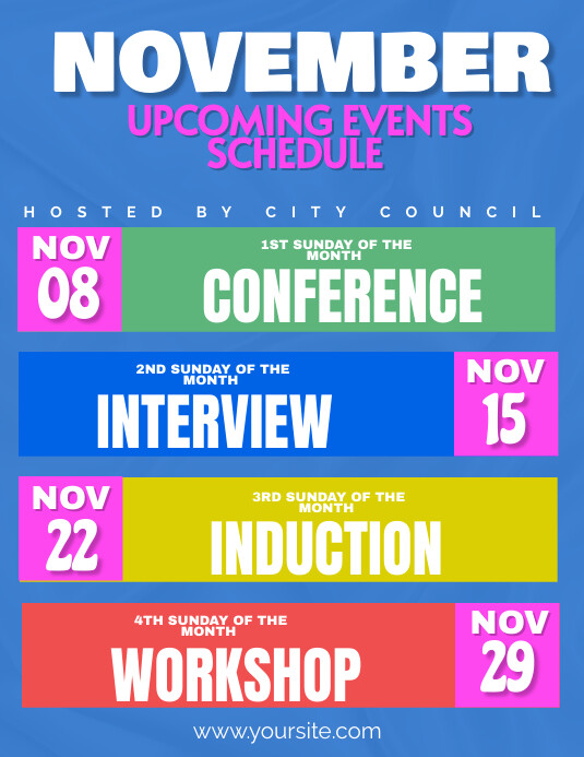 Blue List-based Upcoming Event Schedule Flye Templat | PosterMyWall