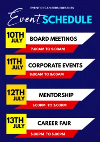 Blue List-based Upcoming Events Flyer A3 template