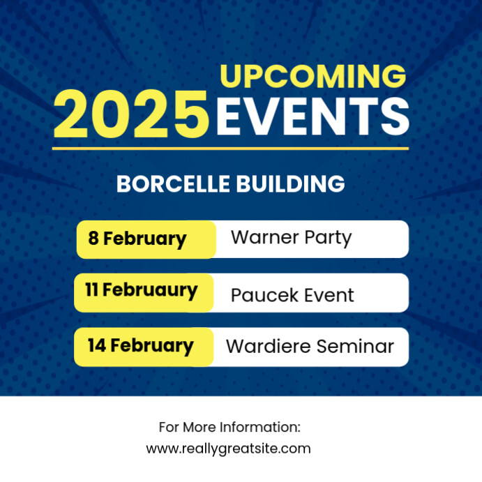 Blue List-based Upcoming Events Instagram Post Template | PosterMyWall