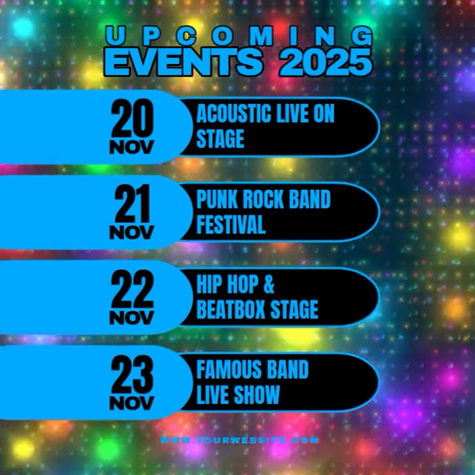 Blue List-based Upcoming Events Instagram Post Template | PosterMyWall