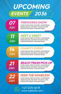 Blue List-based Upcoming Events Schedule Tabloid template