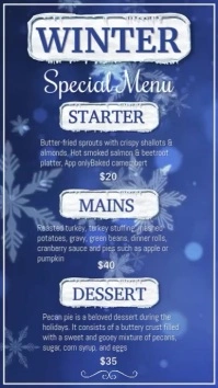Blue List-based Winter Menu Card  Instagram Story template