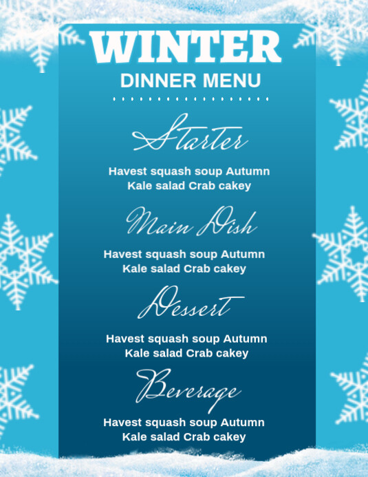 Blue List-based Winter Menu Template Design Flyer (us Letter)
