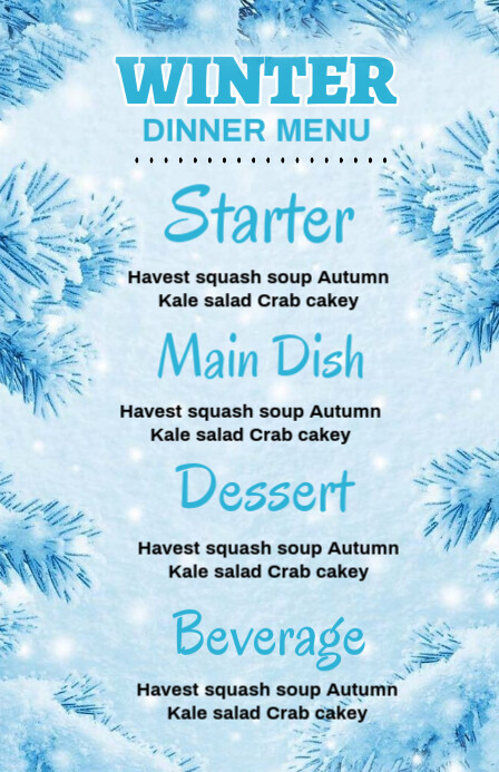 Blue List-based Winter Menu Template Design Tabloid | PosterMyWall