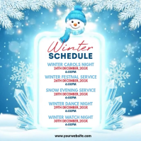 Blue List-based Winter Opening Hours Invitation Square (1:1) template