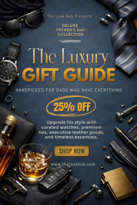 Blue Luxury Father's Day Gift Guide Poster | Premium Men's Fashion Sale Design Cartaz template