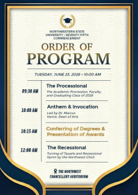 Blue Luxury Graduation Order Of Program A4 template