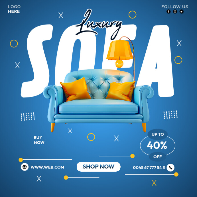 Blue Luxury Sofa Design Instagram Post 方形(1:1) template
