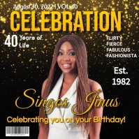 Blue Magazine Style Birthday Instagram template