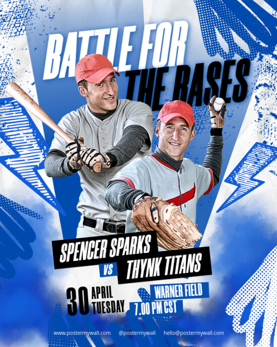 Blue Maksimalis  Baseball Sports Instagram Portrait template