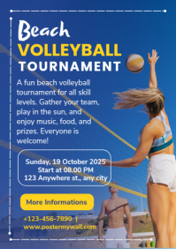 Blue Maksimalis Beach Volleyball Tournament A4 template