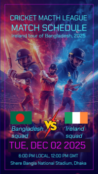 Purple Cricket Match Schedule Instagram Story Template