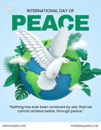 Blue Maksimalis Peace Day Pamflet (letter As) Volantino (US Letter) template