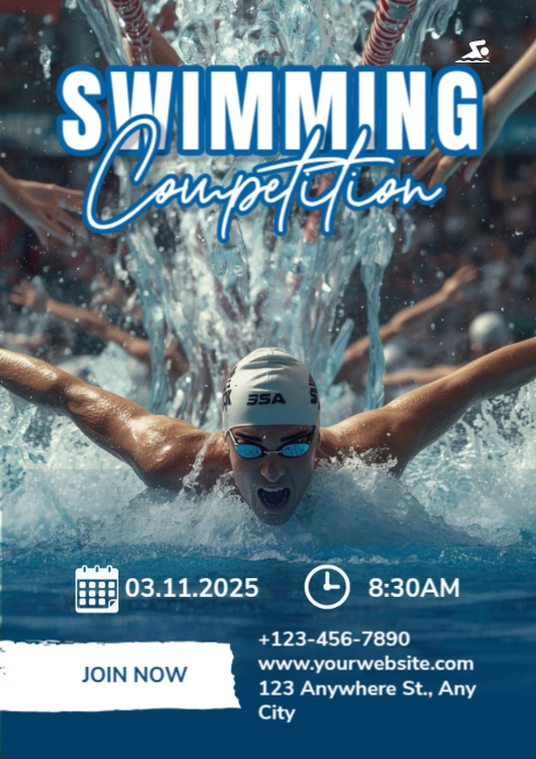 Copy of Blue Maksimalis Swimming Competition A4 | PosterMyWall