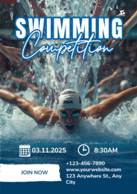 Blue Maksimalis Swimming Competition A4 template