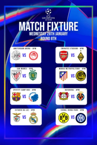 Azul Champions League Match Fixture Iphosta Template
