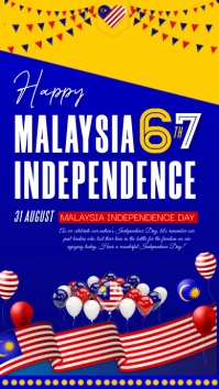 Blue  Malaysia Independence Day Instagram Sto template