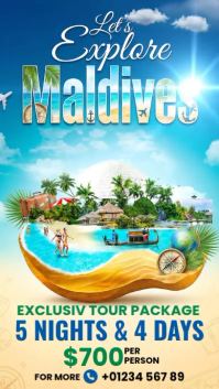Blue Maldives Travel Package Instagram Story Video Instagram-verhaal template