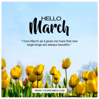 Blue March Spring Greeting Instagram Post template