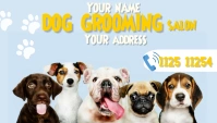 Blue Massimalista Address Label Dog Groomig Biglietto Da Visita Visitenkarte template