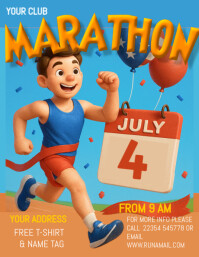 Blue Massimalista Marathon July 8 Independence Day Volantino (us Letter) template