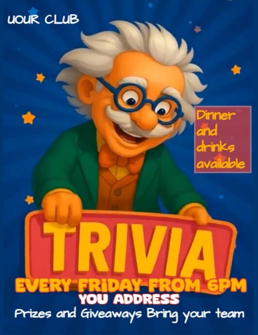Blue Massimalista Trivia Night Volantino (us Letter) template