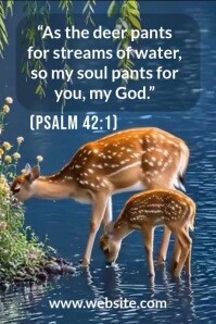Blue Maximalist "deer By The Water – Psalm 42:1 Peaceful & Inspirational Wildlife Video Background P Poster template