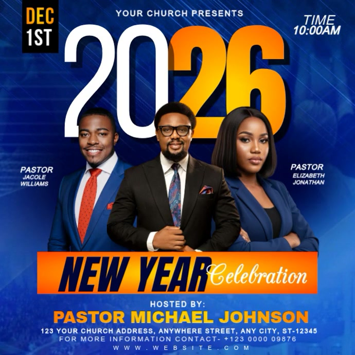 Plantilla de Blue Maximalist 2026 Church New Year Celebration Instagram ...