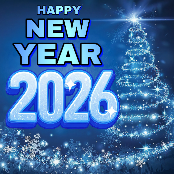 Blue Maximalist 2026 Happy New Year Instagram Post Template | PosterMyWall