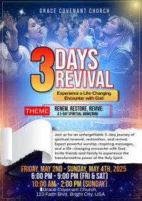 Blå Church Revival A4 Template