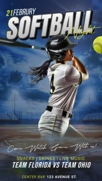 Blue Maximalist 3d Softball Instagram Reel template