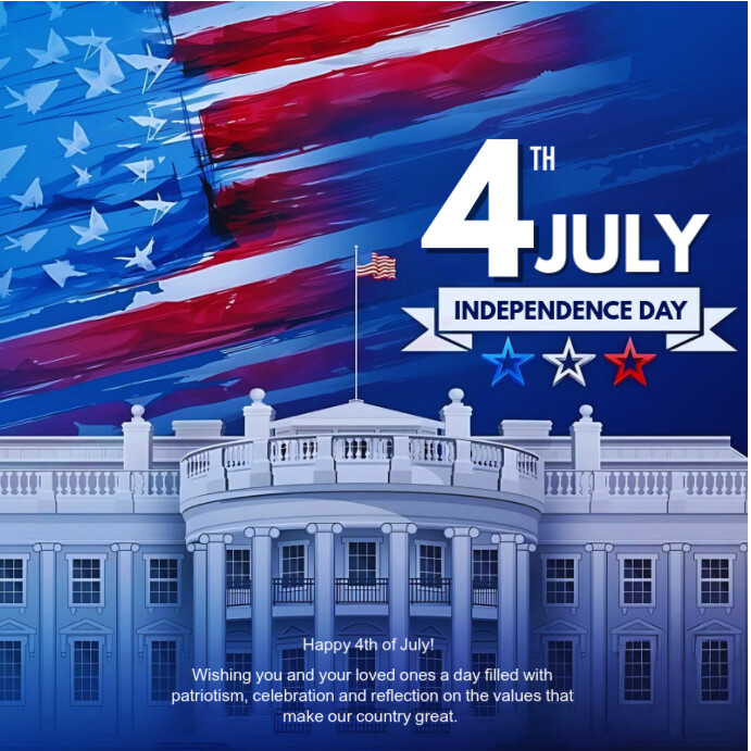 Blue Maximalist 4th July Celebration Instagram Post template