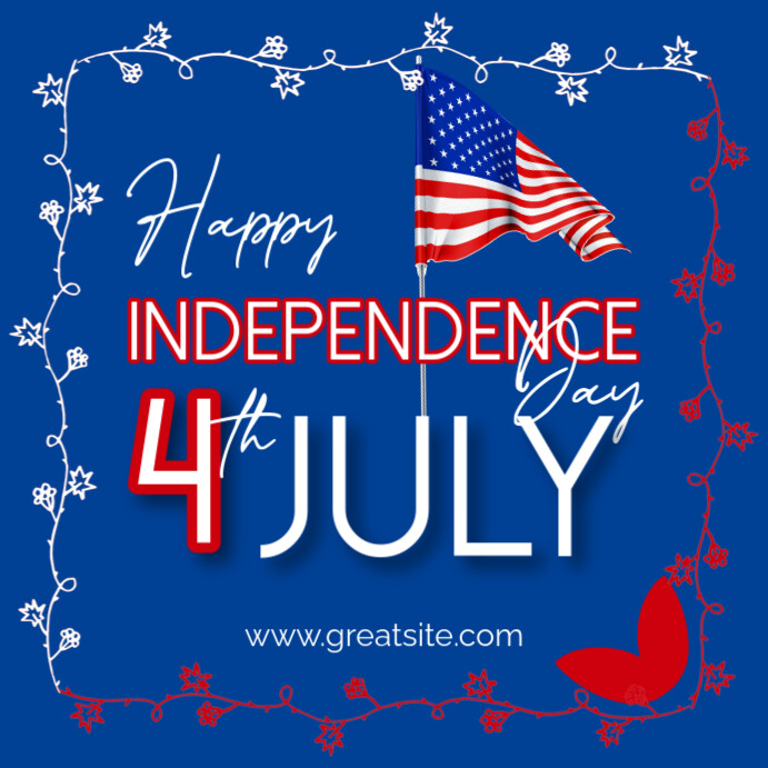 Blue Maximalist 4th July Independence Day  Instagram Post template