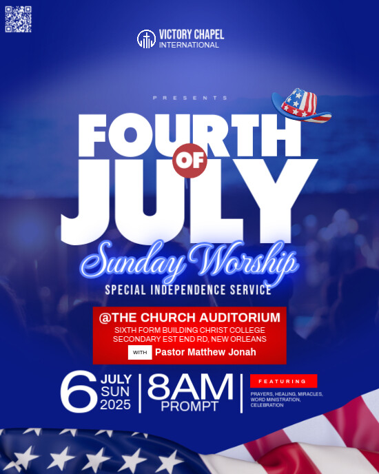 Blue Maximalist 4th Of July Church Service Instagram Portrait Templat ...