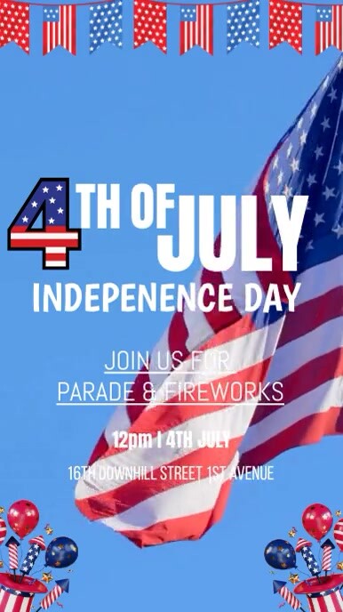 Blue Maximalist 4th Of July Digital Display ( template