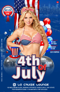 Blue Maximalist 4th Of July  Half Page Wide Media Página Ancho template