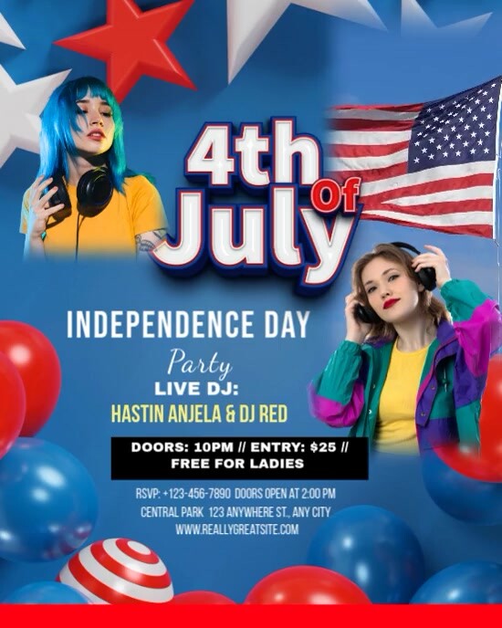 Blue Maximalist 4th Of July Instagram Portrait template