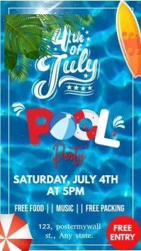 Blue Maximalist 4th Of July Pool Party Instagram Reel template